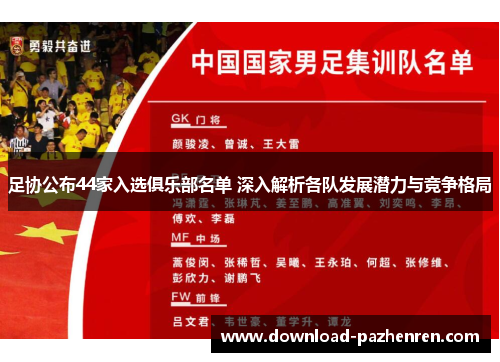 足协公布44家入选俱乐部名单 深入解析各队发展潜力与竞争格局
