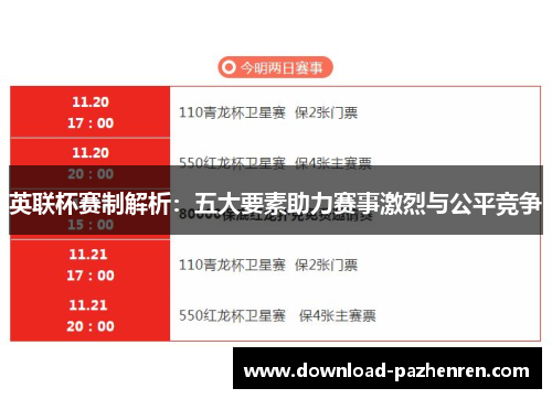 英联杯赛制解析：五大要素助力赛事激烈与公平竞争